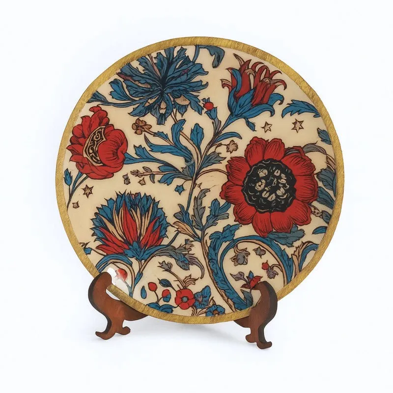 Classic Floral Wooden Wall Plate with Stand media 3
