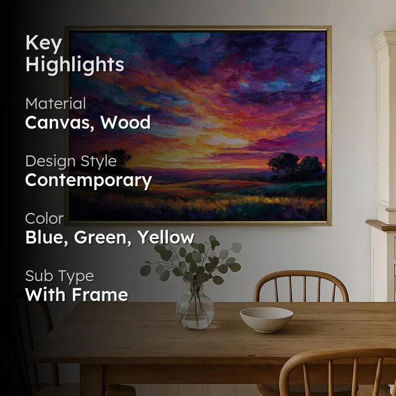 Sunfire Glow Canvas Wall Painting With Frame media 2
