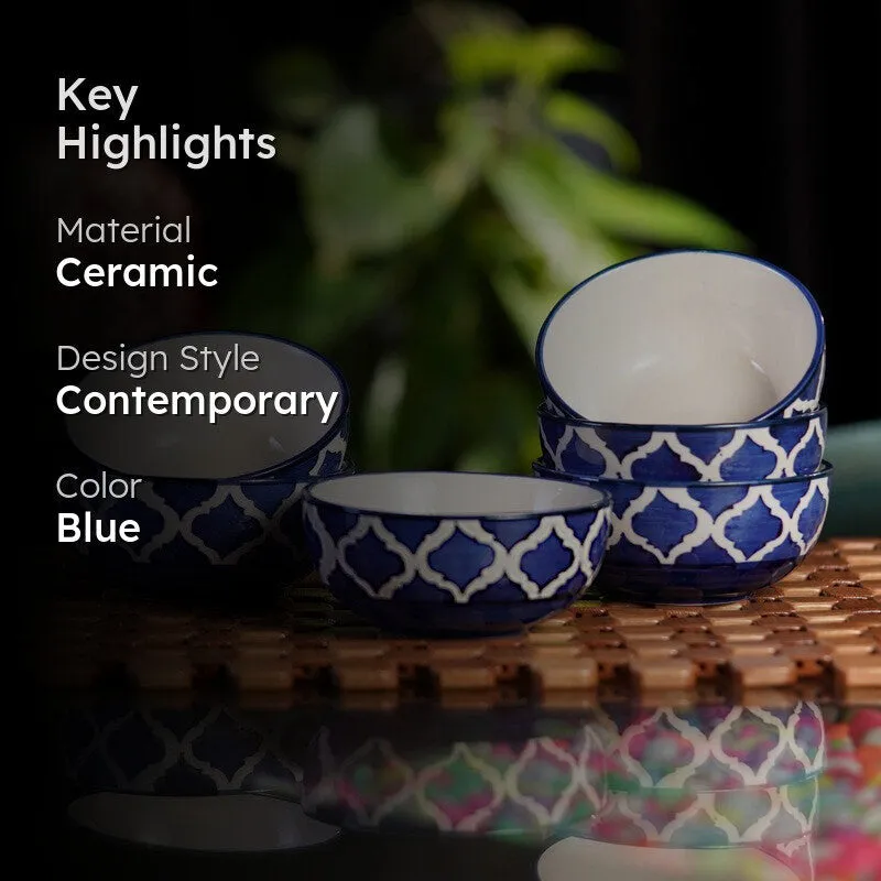 Biteza Ceramic Snack Bowls (Blue , 180 mL Each) - Set Of Six media 2