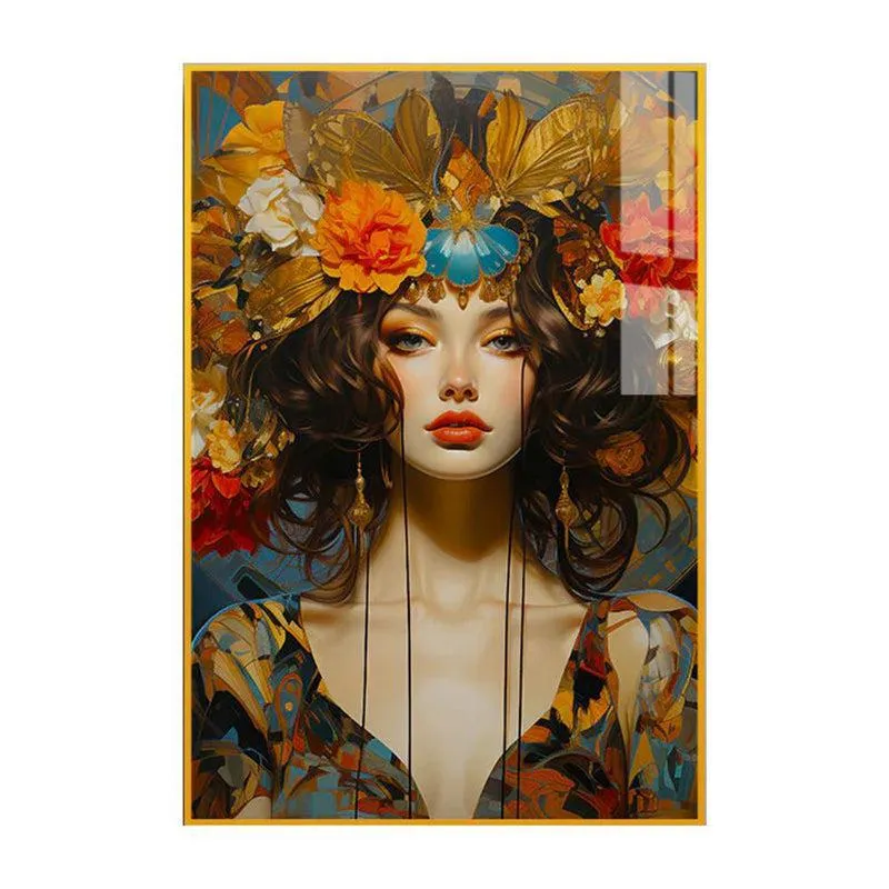 Spring Crown Floral Canvas Wall Art With Frame - Gold media 3
