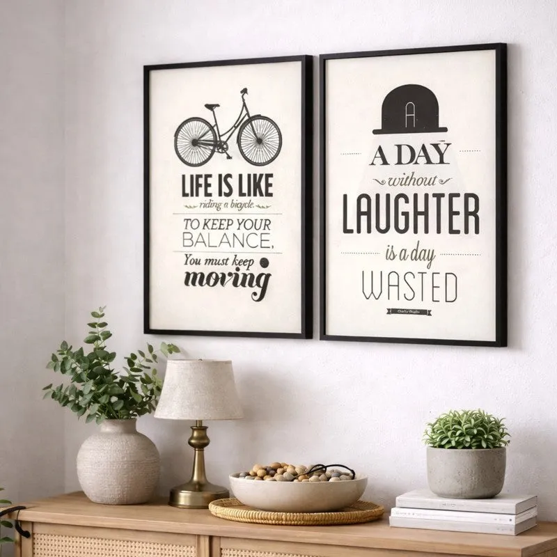 Mono Muse Paper Wall Painting With MDF Frame - Set Of Two media 3