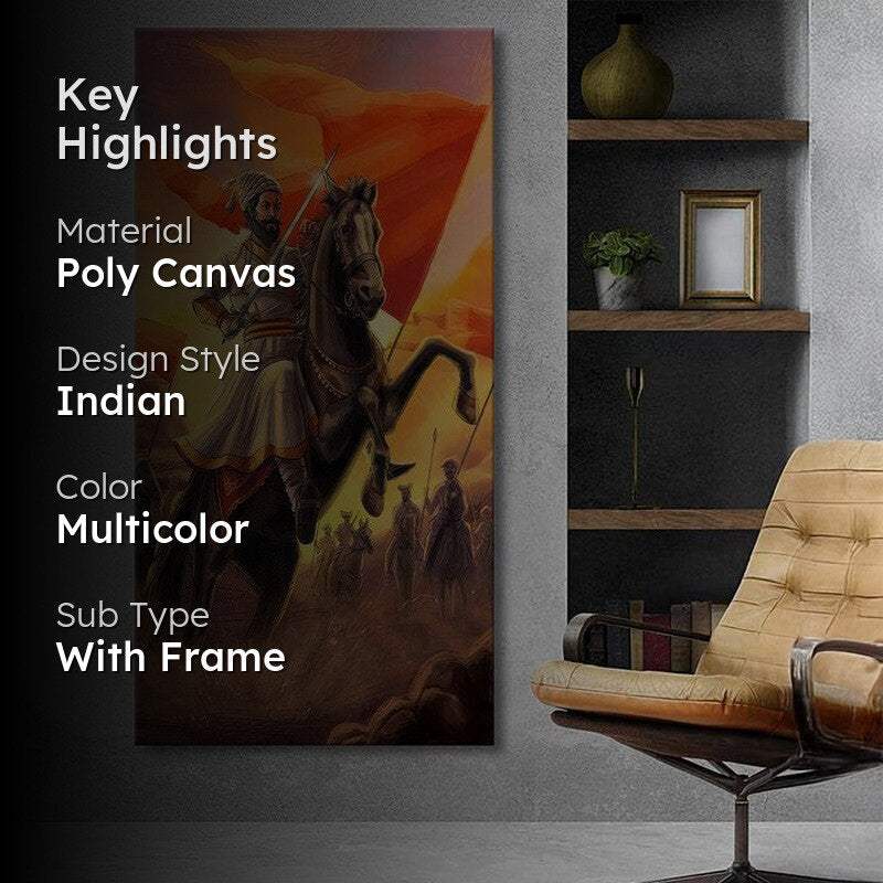 Warfield Shivaji Maharaj Poly Canvas Wall Painting media 2