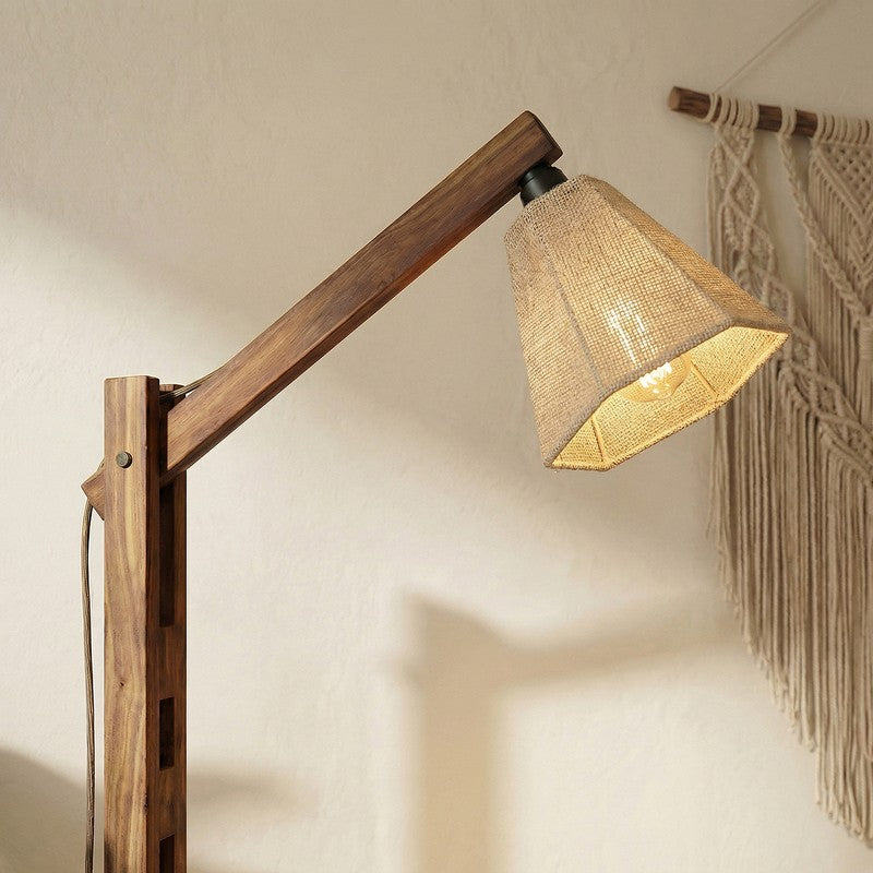 SereneGlow Wooden Floor Lamp - Brown media 5