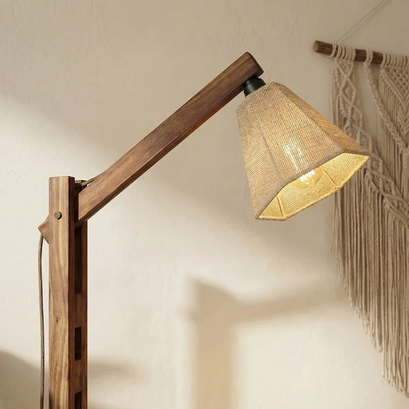 SereneGlow Wooden Floor Lamp - Brown media 5