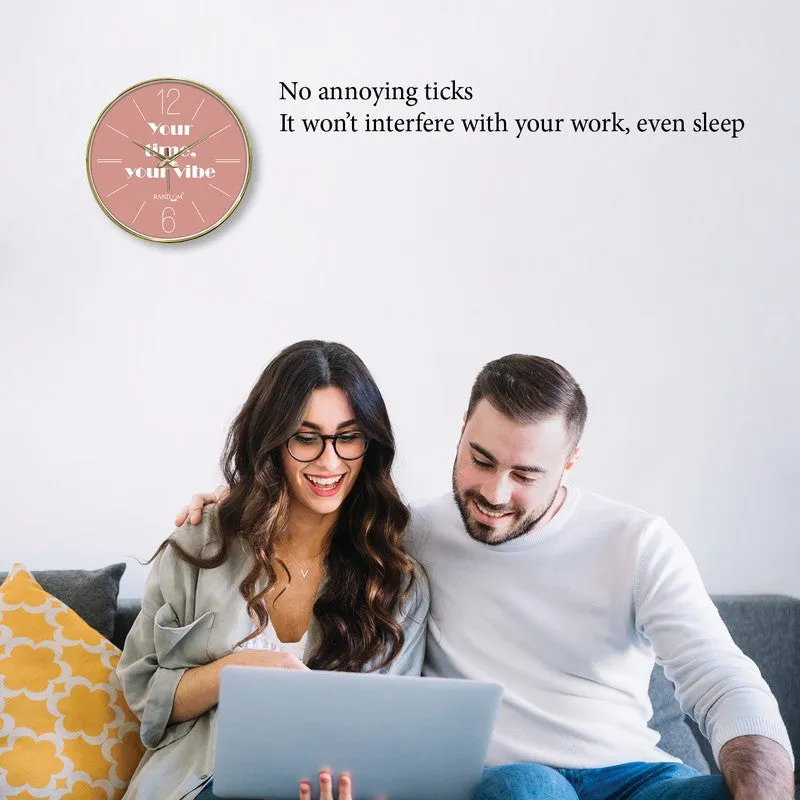 Good Vibe Round Analog Wall Clock - Peach media 5