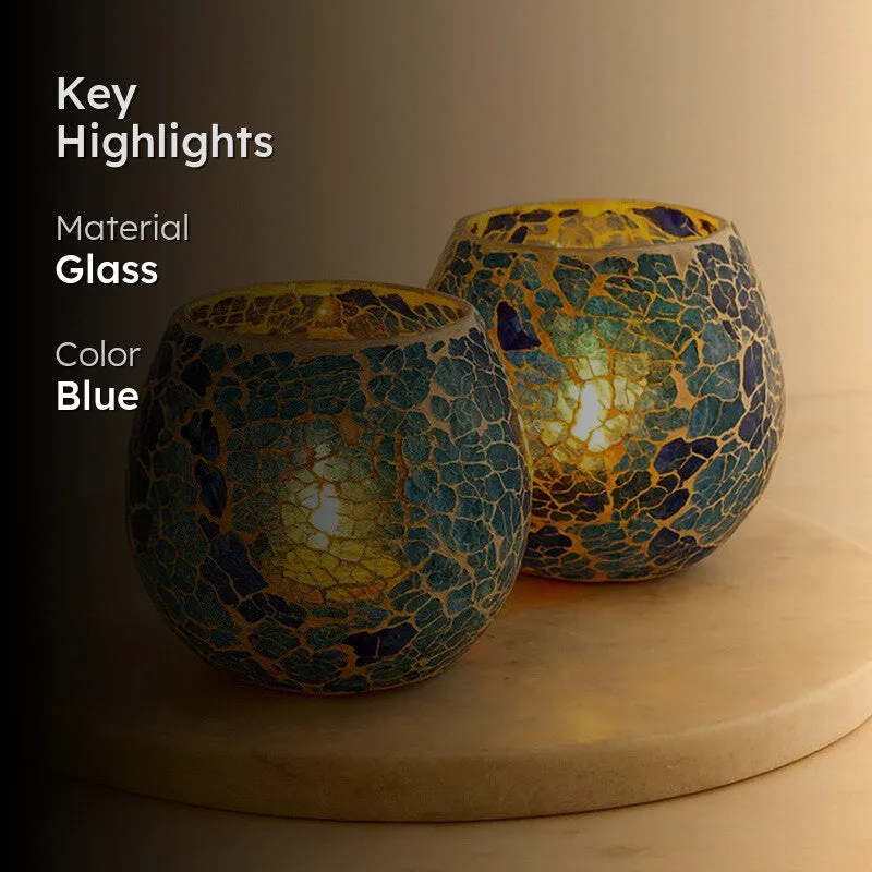 Seashore Mosaic Candle Holder - Set Of Two media 2