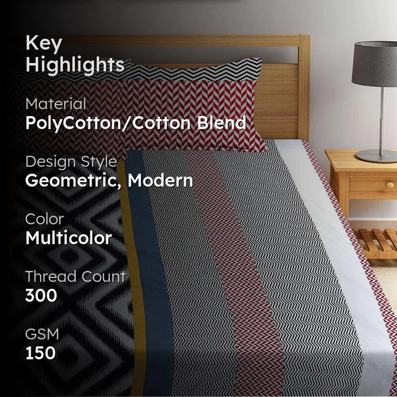 Shrevo Geometric Bedsheet - 150 GSM media 2