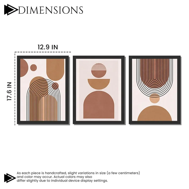 Moderae Abstract Geometric Wall Painting With Frame - Set Of Three media 7