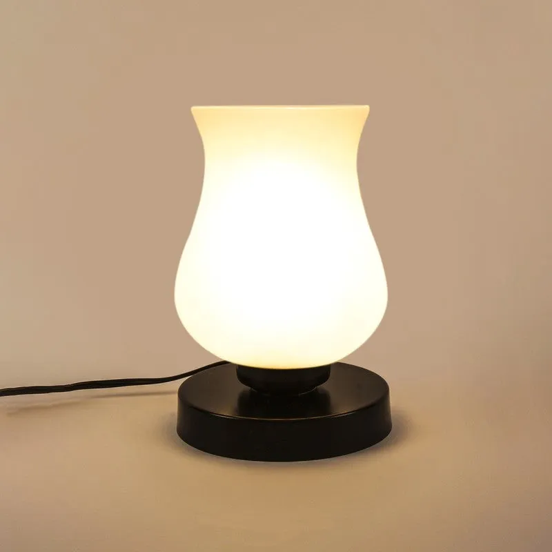 Astris Glass Wooden Table Lamp - White media 6