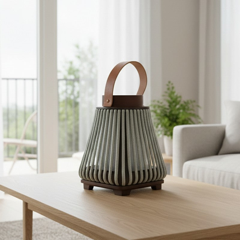 StriaGlow Bamboo Tea Light Candle Holder - Grey