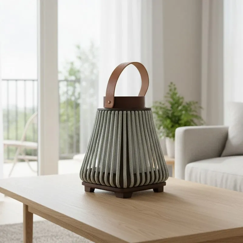 StriaGlow Bamboo Tea Light Candle Holder - Grey media 1