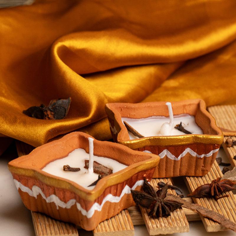 Nura Handpainted Orange Scented Candle - Set Of Two media 4