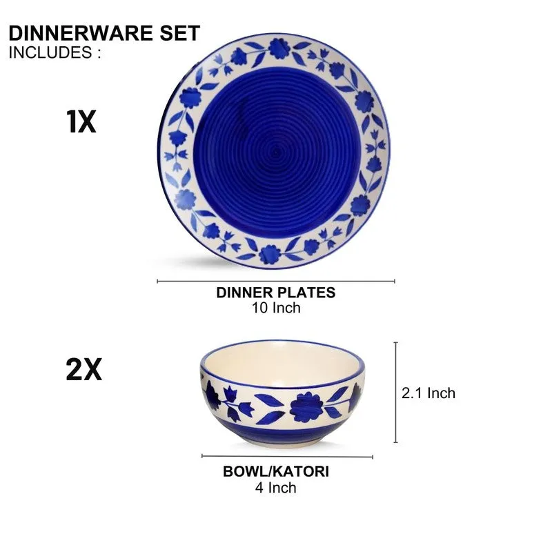 Clayora Quiva Ceramic Dining Set (Blue) - Three Piece Set media 9
