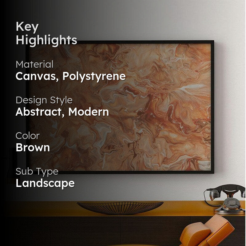 Ginger Malt Abstract Canvas Painting - Black Frame media 2