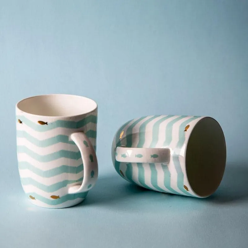 Wavy Bone China Coffee Mug (350 mL Each) - Set of Two media 3