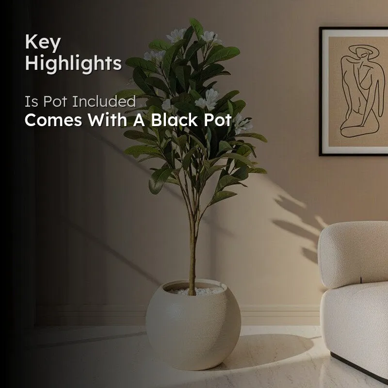 Faux Frangipani Plant With Black Plastic Pot - 3.94 ft - 2