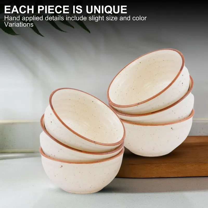 BiteCraft Ceramic Snack Bowls (White, 200 mL Each) - Set Of Six media 5
