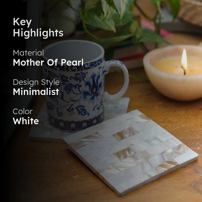 Casper Square Mother Of Pearl Coaster - Set Of Two media 2