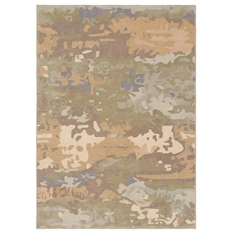 Sobek Hand Tufted Abstract Wool & Nylon Carpet - Grey & Green media 1