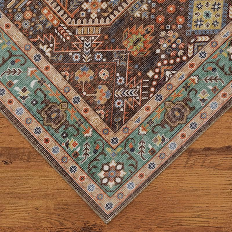 Noah Ethnic Polyester Carpet - Brown & Green media 5