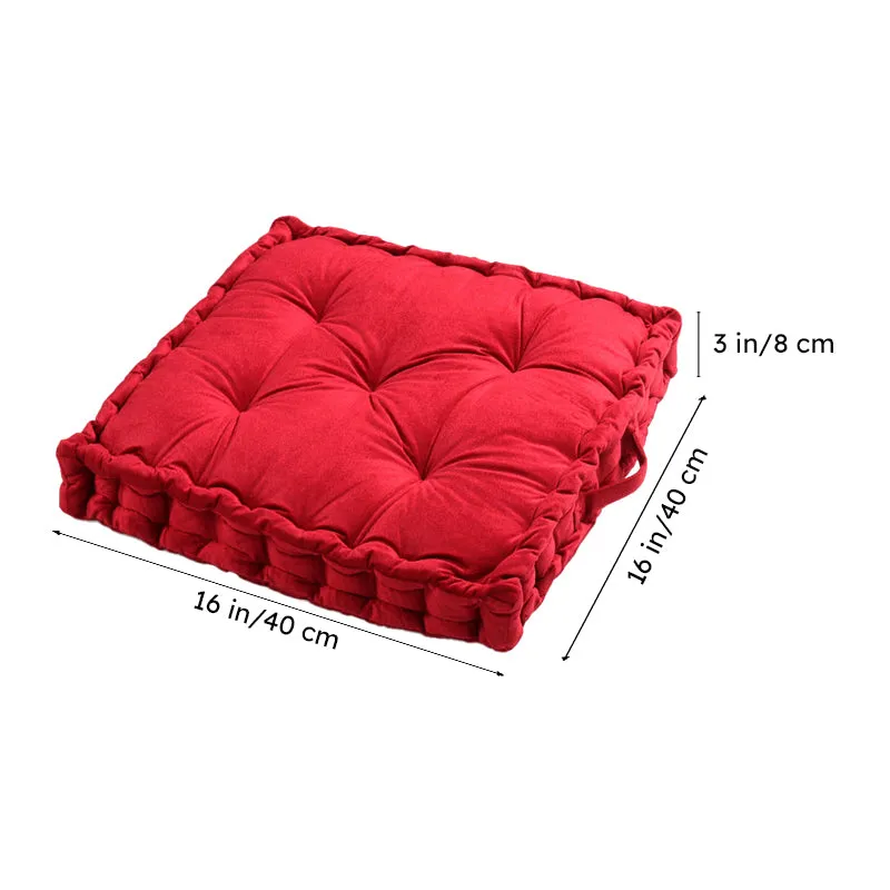 Altra Solid Cotton Floor Cushion - Red media 6