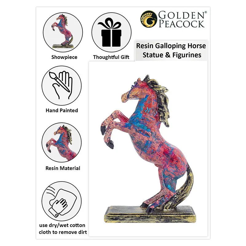 Colorful Rearing Horse Showpiece- Blue,Pink media 5