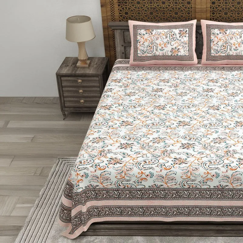 Desily Cotton Bedsheet (Brown,Pink) - 240 TC media 3