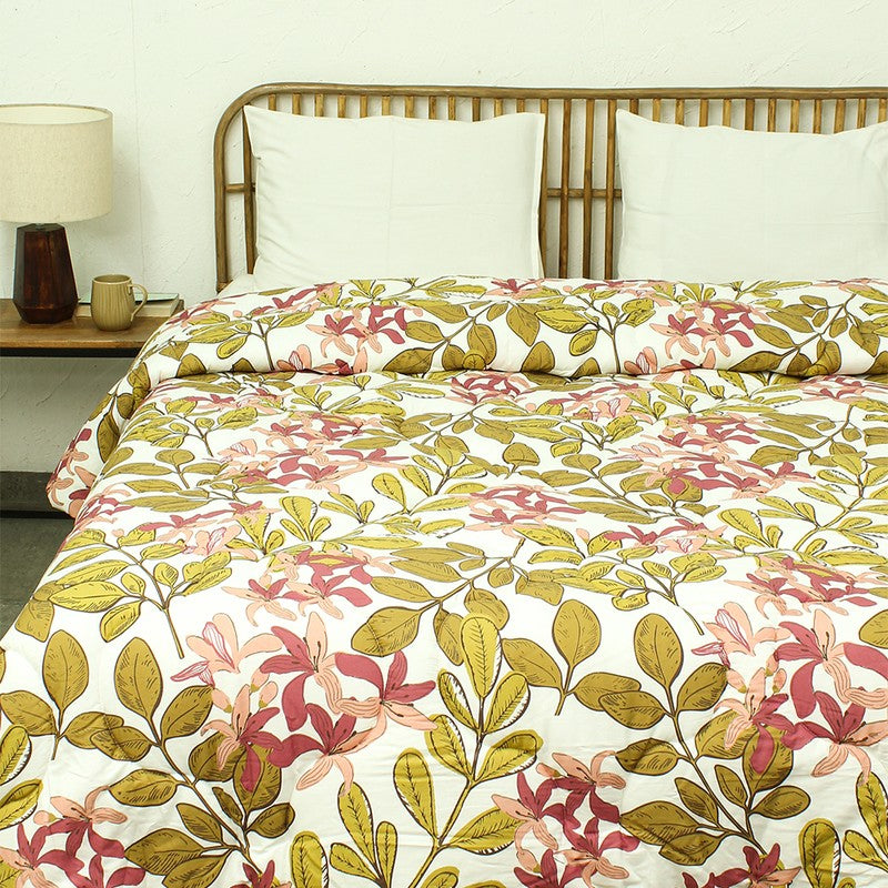 Terracotta Floral Cotton Comforter - 350 GSM media 3