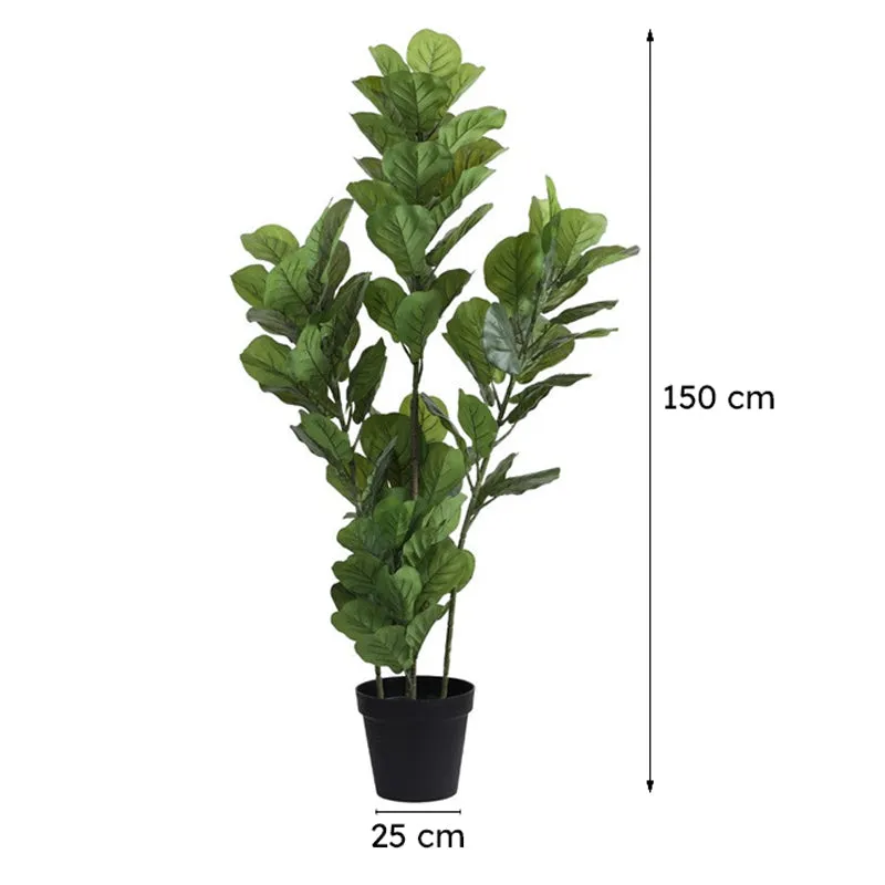 Tall Artificial Fiddle Leaf Fig Plant With Black Plastic Pot 5 ft media 9