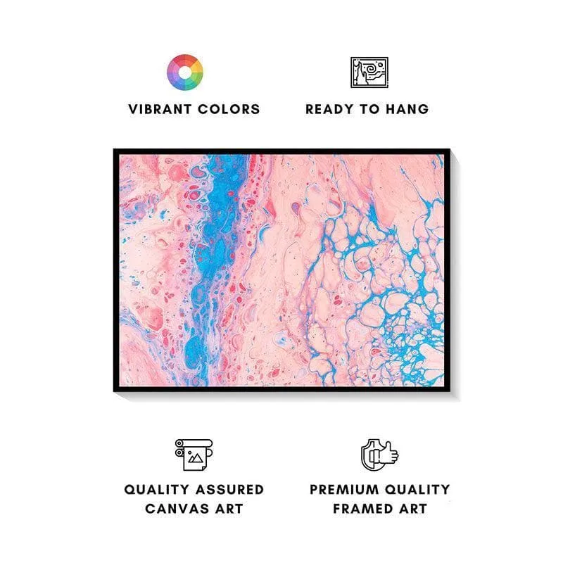 Blue-Peach Fluid Canvas Painting - Black Frame media 4