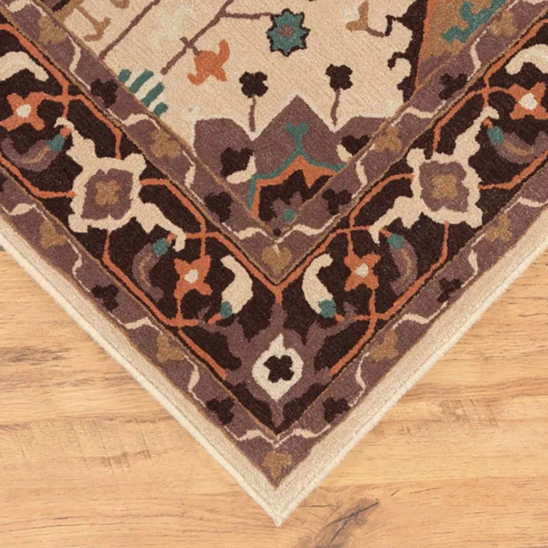 Nausicaa Ethnic Wool & Nylon Carpet - Brown & Beige media 7