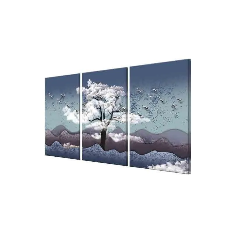 Tranquil Snowtree Poly Canvas Wall Art - Three Piece Set media 4