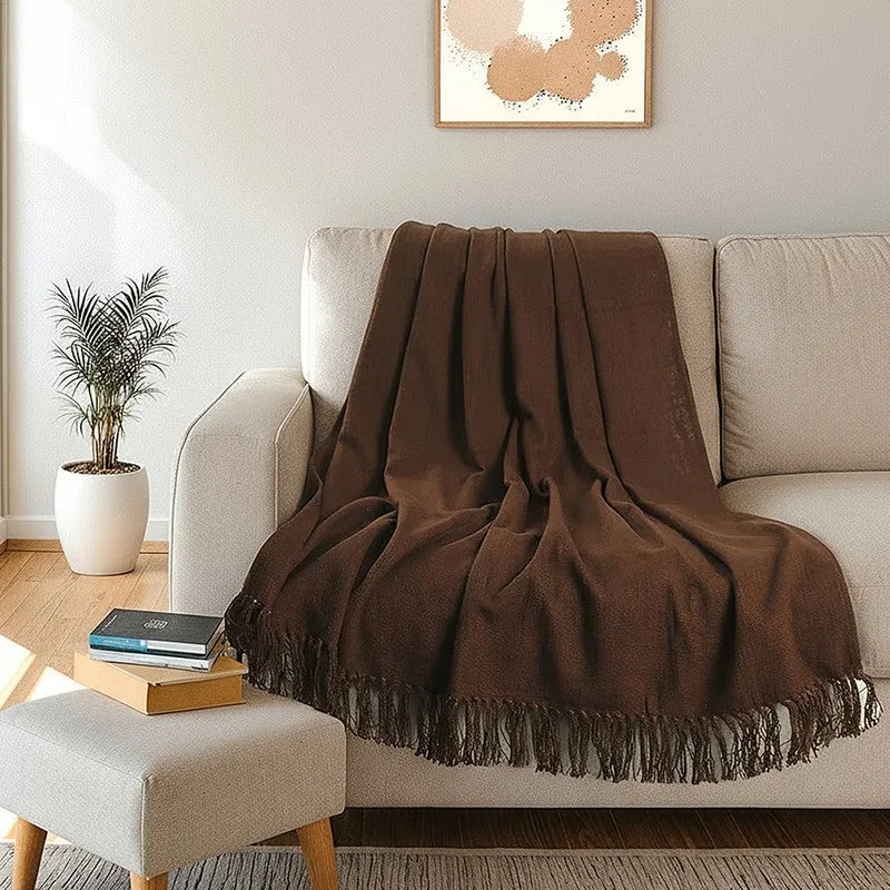 Lightweight Decorative Throw Brown media 1