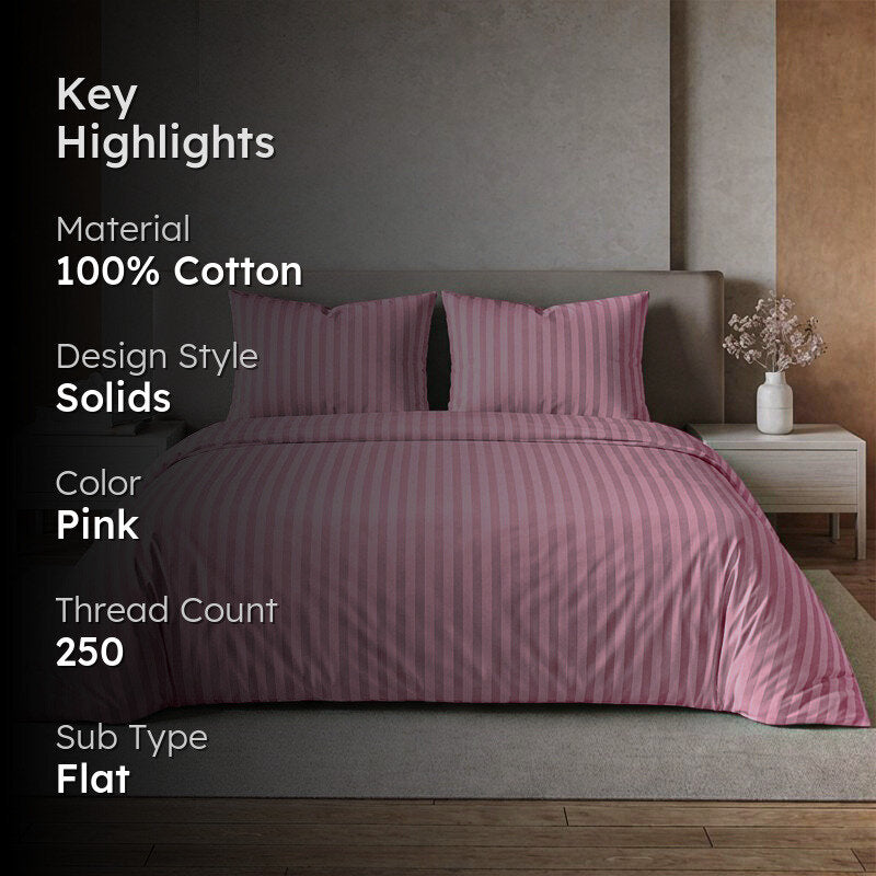 Le Coton Solid Cotton Bedsheet (Baby Pink) - 250 TC media 2