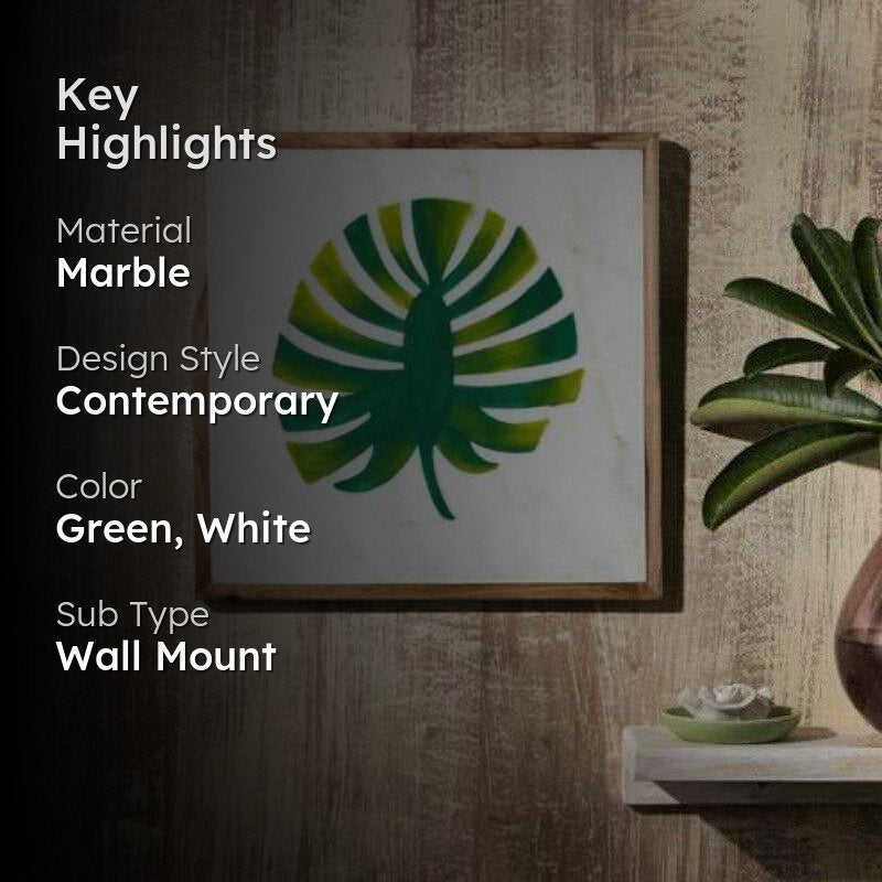 Monstra Leaf Hand Painted Marble Wall Accent media 2
