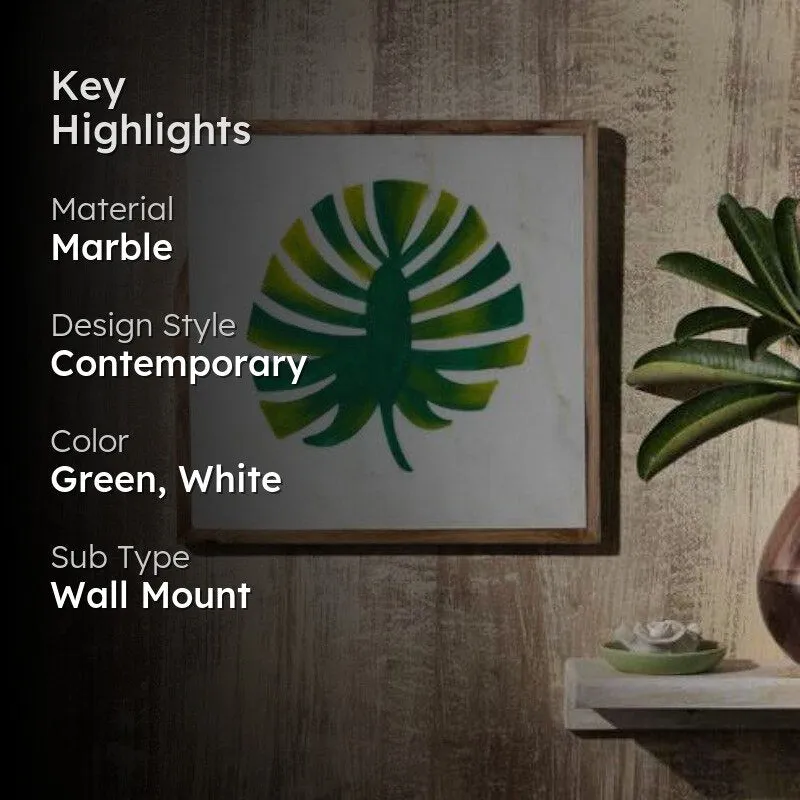 Monstra Leaf Hand Painted Marble Wall Accent media 2