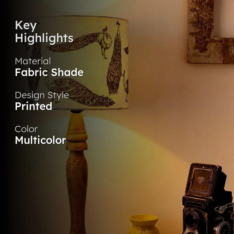Prancing Peacocks Fabric Table Lamp - Multicolor media 2