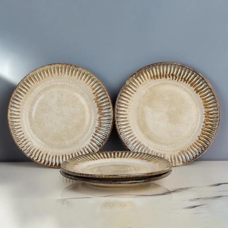 Mintora Beige Ceramic Dinner Plate - Set Of Four media 1