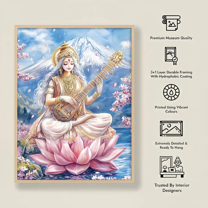 Vidya Dhayini Spiritual Archival Paper Wall Painting - Natural Brown Frame media 8