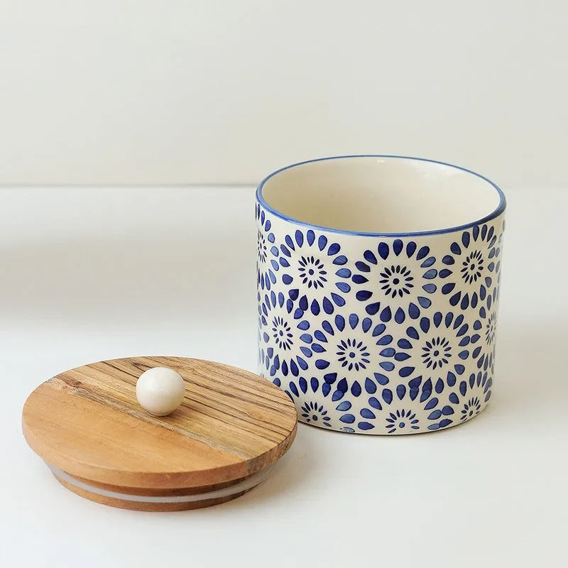 Hellenic Heritage Ceramic Storage Jar with Mango Wood Lid - 800 mL media 4
