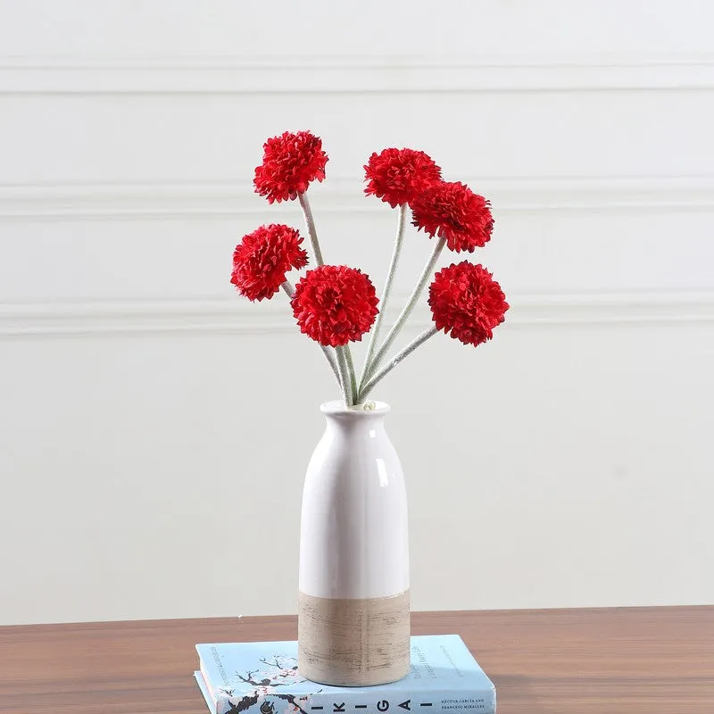 Pom Pom Artificial Flowers - Red media 1