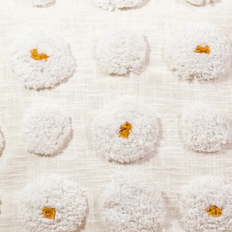 Pom Grid Tufted Cushion Cover - White, Yellow media 3