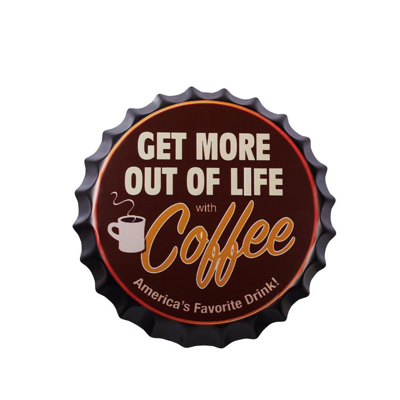 Get More Coffee Bottle Cap Metal Wall Accent media 3