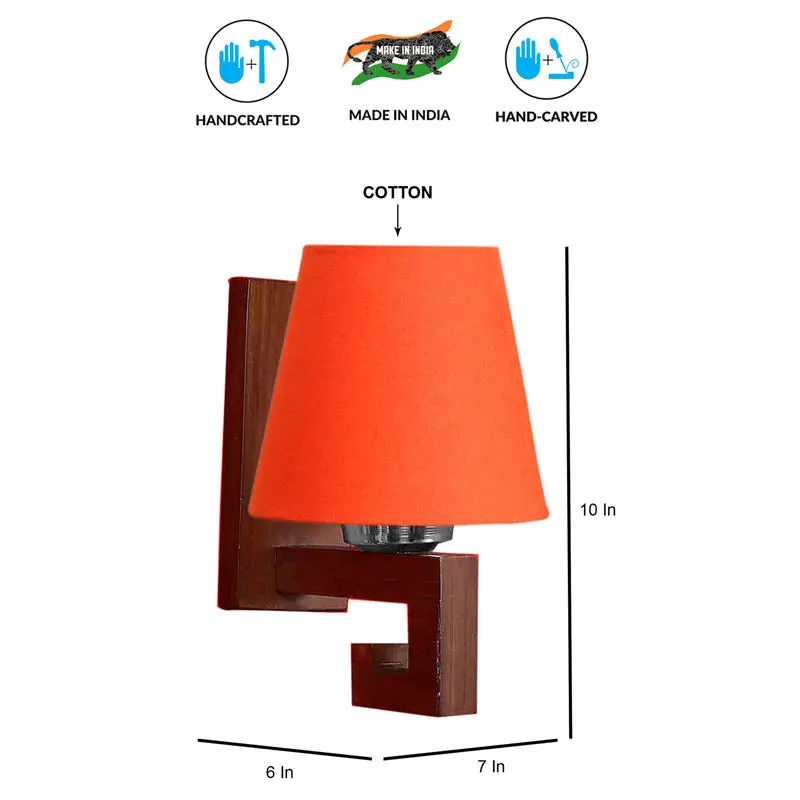 Oranje Conical Wooden Wall Lamp media 6