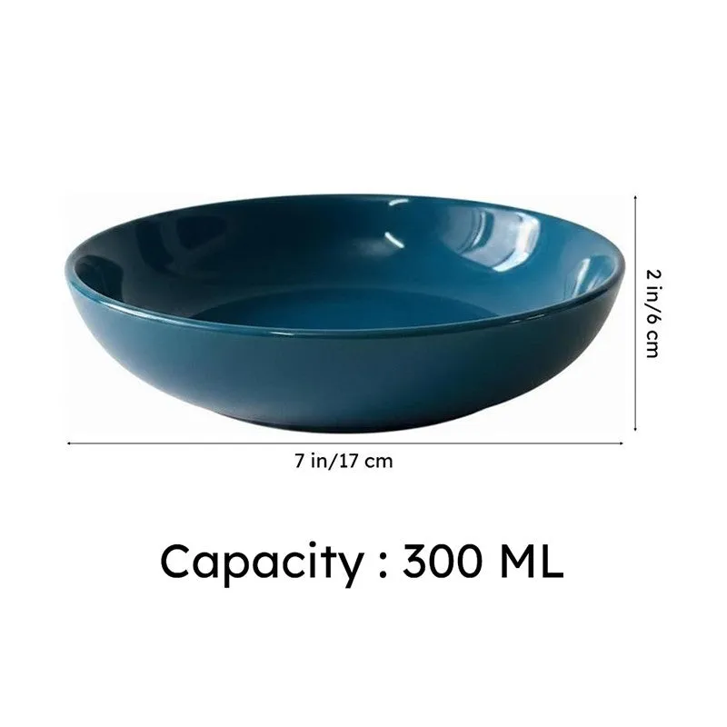 Ceramic Salad Bowls (Blue,300 mL Each) - Set Of Two media 8