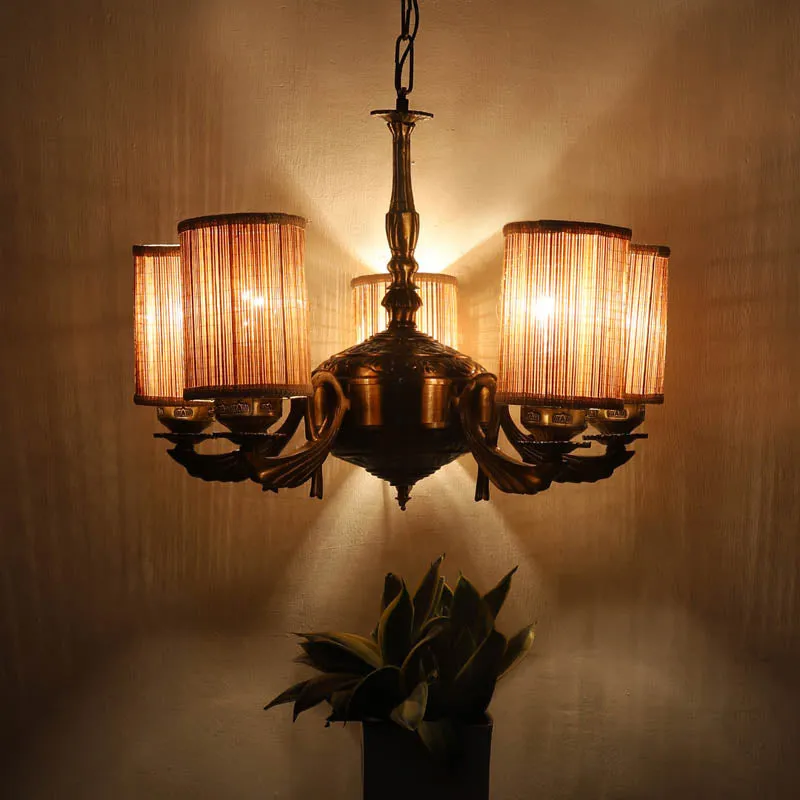 Fantasia Cylindrical Golden Antique Ceiling Lamp media 1