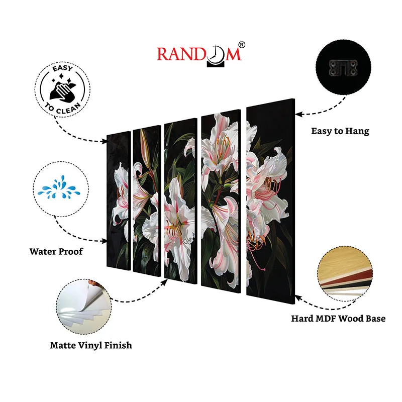 Painted Lillies Canvas Wall Art - Set Of Five media 6