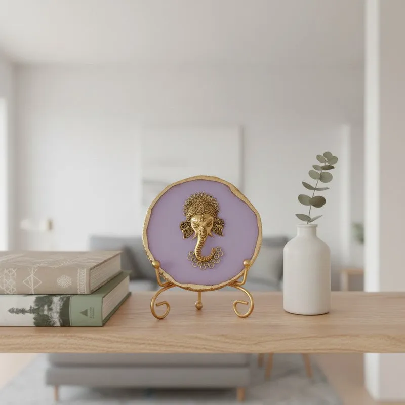 Ganesha Grace Agate Showpiece With Stand - Lilac media 4