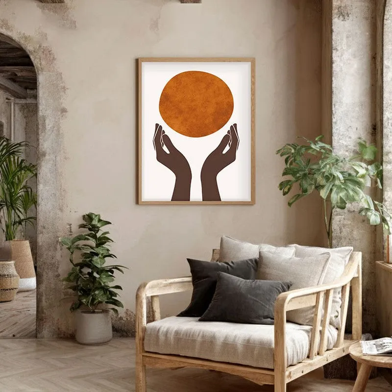 Holding the Sun Canvas Wall Painting With Brown Frame media 5
