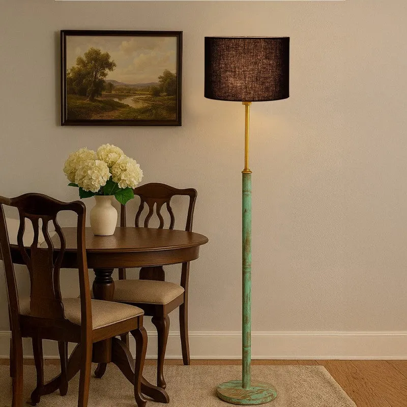 Amber Glow Wooden Floor Lamp - Black media 3